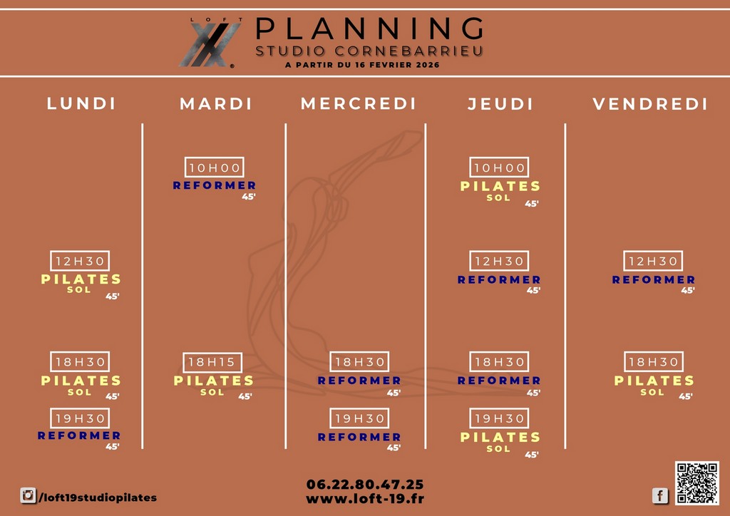 planning cours pilates reformer Cornebarrieu loft 19